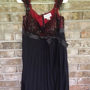 Victor Costa Red Black Beaded Dress size 12